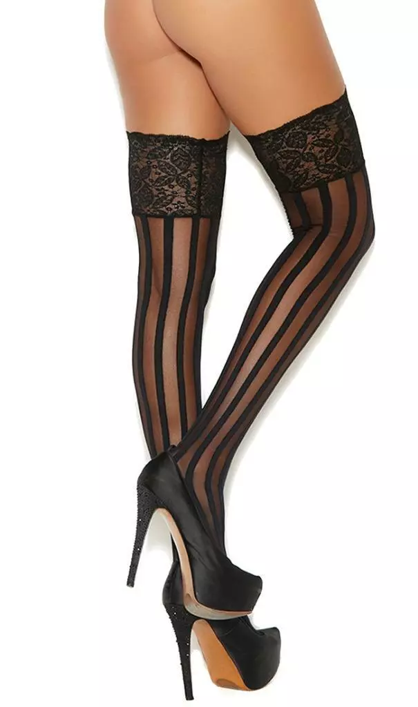 Vertical striped thigh high stockings clearance