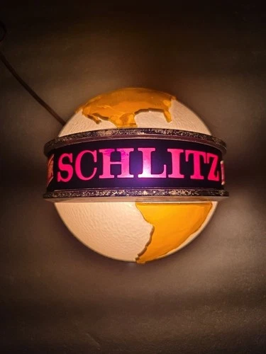 Schlitz Beer Globe Bar Light Sign - Vintage - Working