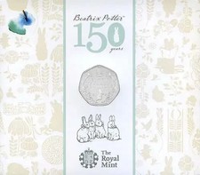 2016 UK Coin 50p Beatrix Potter - 150th Anniversary Uncirculated - Sealed - Mint