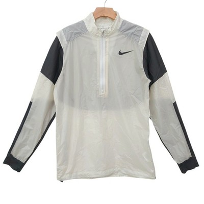 Nike Golf Jacket Windbreaker Mens Small White Hyperadapt 1/2 Zip Lightweight 
