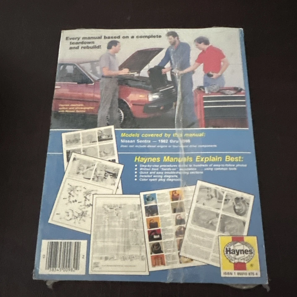 Manual de reparo Haynes Nissan Sentra 1982-1990 MPN: 982 NOVO EM FOLHA EM PLÁSTICO - Imagem 2 de 4