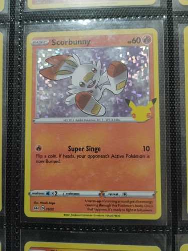 Scorbunny 16/25 Holo McDonalds 25th Celebrations Pokemon NM