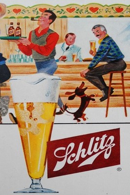   Schlitz Beer Vintage Ad Poster - 1960s Bar Scene 24x36  - Premium Matte