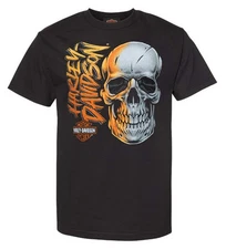 Harley-Davidson Men's Grit Skull Short Sleeve Crew-Neck Cotton T-Shirt, Black