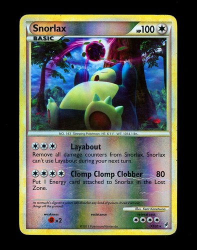 2011 Pokemon SNORLAX Call of Legends REVERSE HOLO Foil Rare COL Set Card 33/95