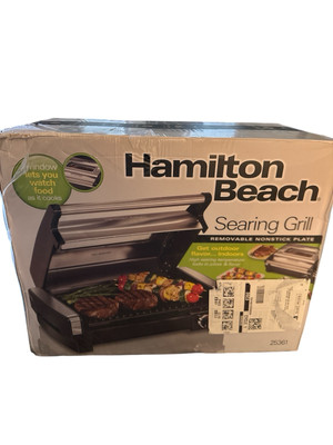 Hamilton Beach Electric Indoor Searing Grill with Removable Plates NEW Sealed
