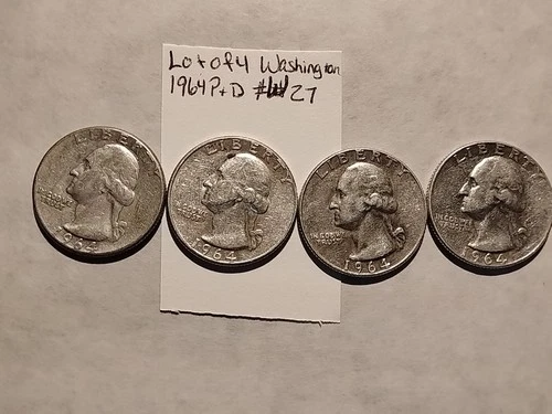 1964 P And D 90% Silver Quarters XF Lot Of 4 $1 Face. W27