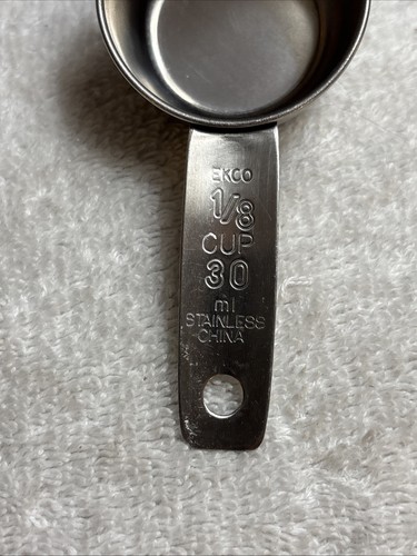 EKCO 1/8 - 30 ml taza medidora acero inoxidable - cuchara de café vintage - Imagen 7 de 8