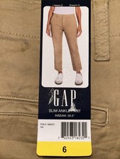 Gap Women's Stretch Cotton Slim Ankle Pants, Tan, 6     