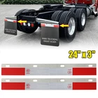 2PCS 24" x 3" Semi Truck Trailer Mud Flaps Hanger Reflector Tape Bracket Holder.