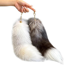 Fluffy Fox Tail Fur Keychain Cosplay Toy Party Costume Furry Wolf Tails Handbag