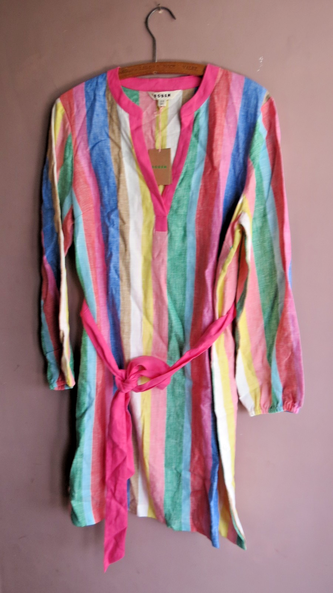 chinese dress ladies Cleo Linen Tie Waist Dress-Chambray Embroidery main image 1