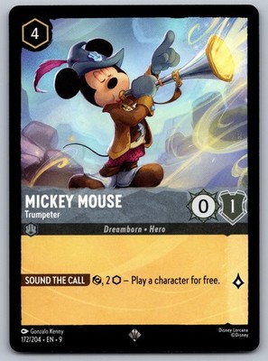 Disney Lorcana Mickey Mouse Trumpeter 172/204 NM Azurite Sea Card