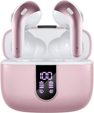 TAGRY Bluetooth Headphones True Wireless Earbuds 60H Playback LED M, Pink
