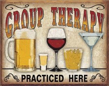 Group Therapy Practiced Here BAR Tin Sign wall decor 12.5" x 16" Made in USA