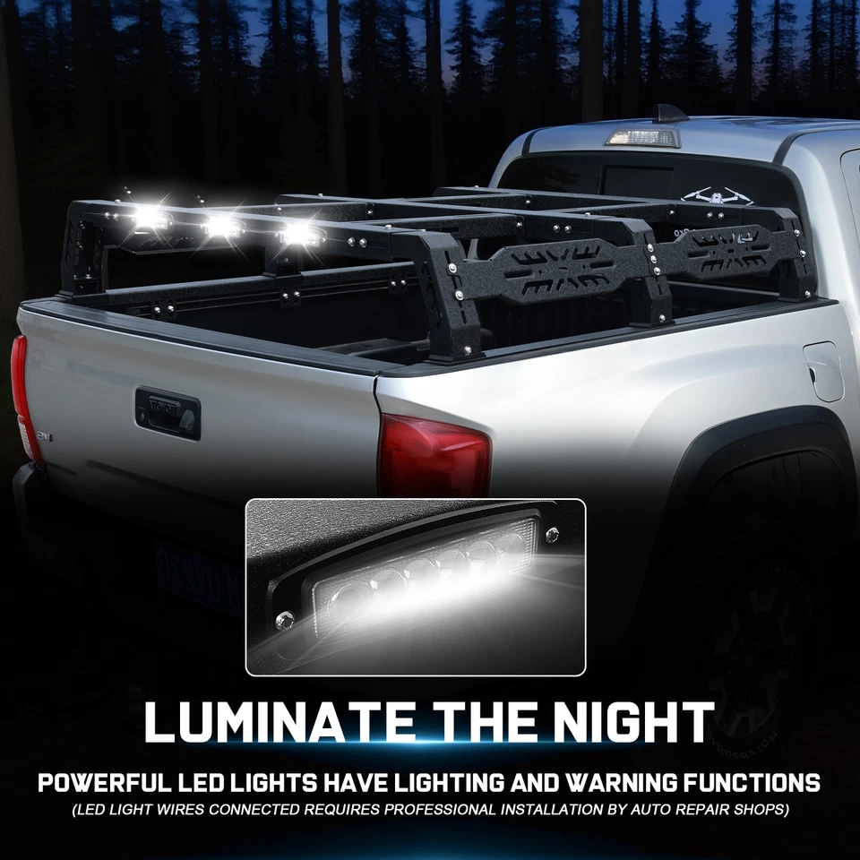 FOR Ford/Dodge/Tundra/Silverado/Nissan Titan 10.5" Truck Full Size Bed Rack LED Foto 3 de 4