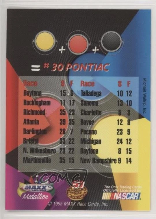 1995 Maxx Medallion #30 Pontiac #51 - Image 2 of 2