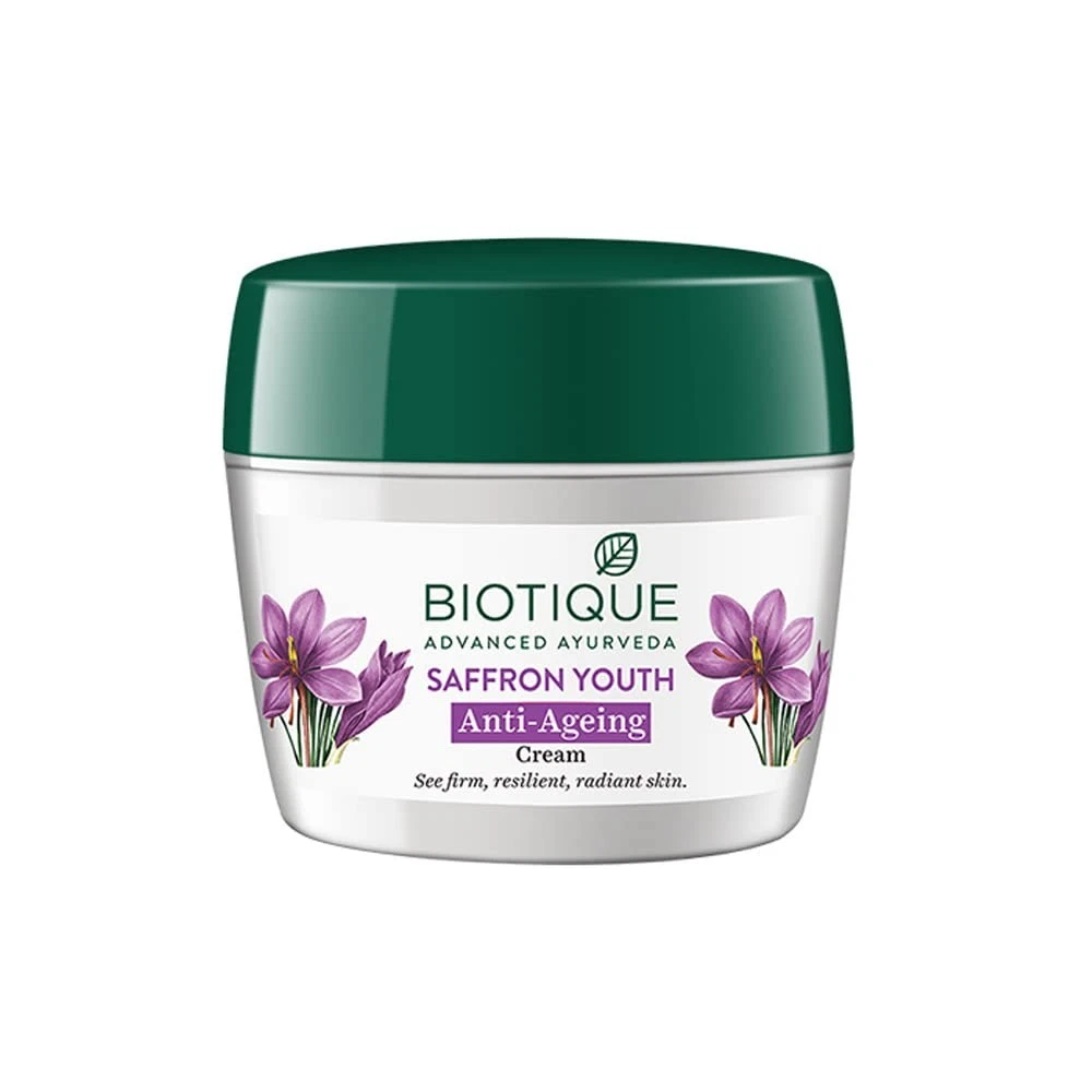 Biotique Saffron Youth Anti-Ageing Cream Reduces Wrinkles & Dark Lines Free Ship