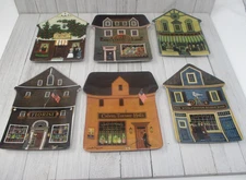 Vintage Charles Wysocki Folktown Set of 6 House Shaped Plates Bradford Exchange