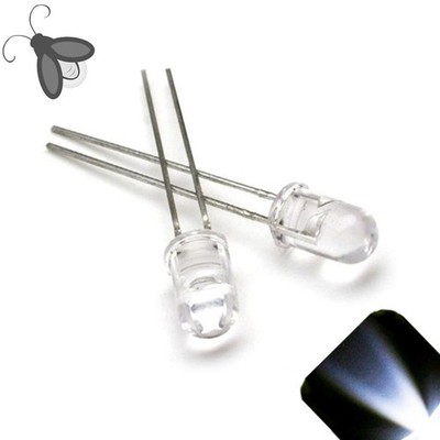 10 x LED 5mm Cool Clear White Breathing Fading Super Bright Pulse Firefly Light