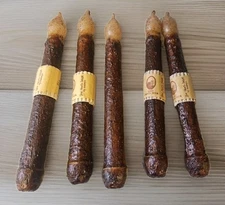 Set of 5 LED Taper Flicker Candles Dark Brown AA Batteries 9" With 6 Hr Timer 