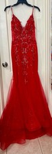 Jovani Red prom dress in size 2 used altered I m 4 11 107 lbs for reference