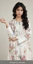 Khaadi Women Blue Jacquard Tailored Salwar Kameez Set Floral Embroidery S Size
