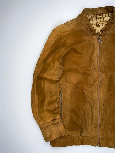 🚨 RARE Zilli vintage leather silk jacket coat bomber zip brown mans L - Imagen 2 de 15