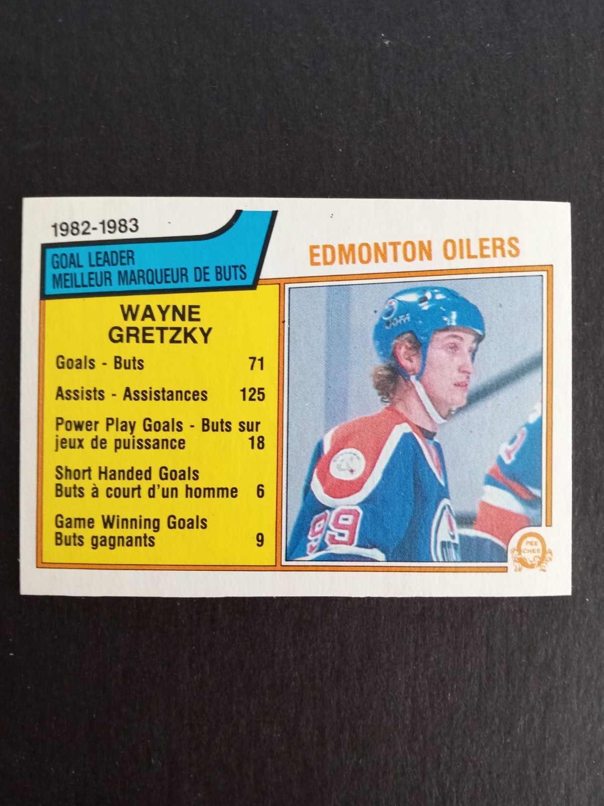 1983 OPC #22 Wayne Gretzky Oilers Goal Leader