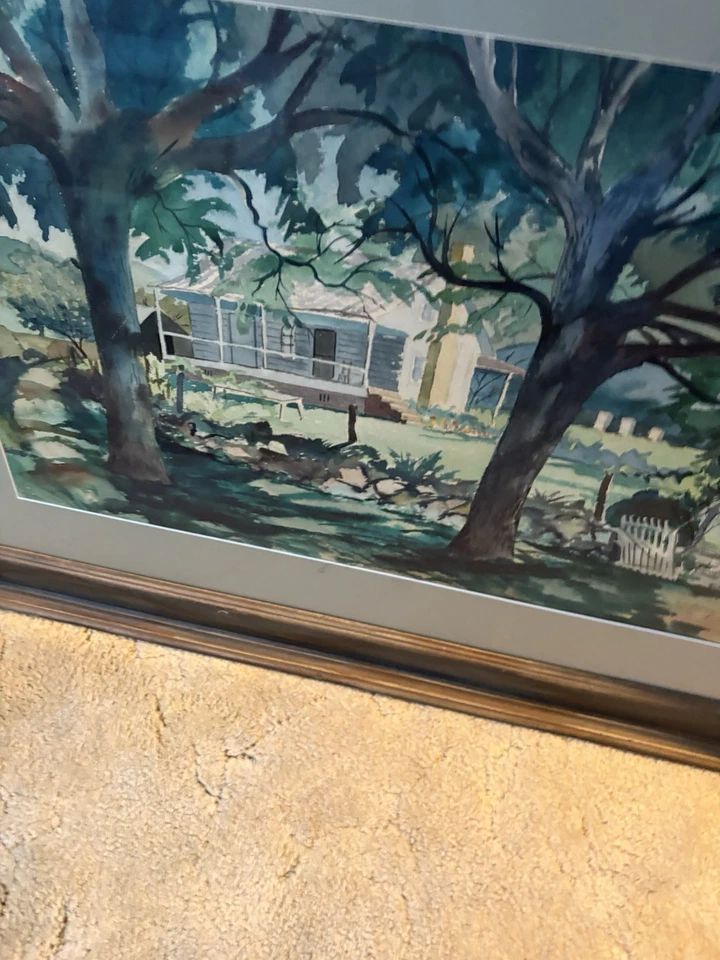 “Ben Earl Loney Original Grande Aquarela Paisagem – Fazenda Assinada 31x41” - Imagem 4 de 4