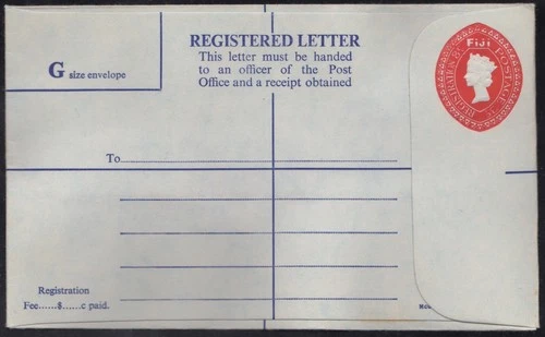 Fiji QE2 3c/8c embossed pre-paid registered letter, size G, mint