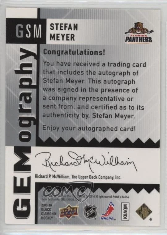 2009-10 Upper Deck Black Diamond Gemography Stefan Meyer #GSM Auto - Image 2 of 2