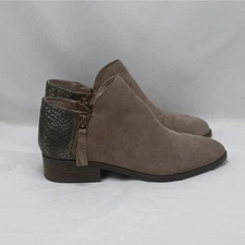 Volatile Womens Ankle Boots Size 9 Taupe Suede Snakeskin Western Low Heel Shoes