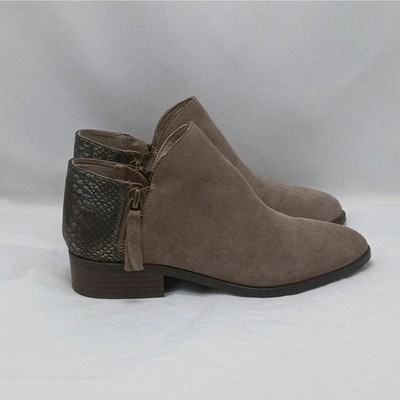 Volatile Womens Ankle Boots Size 9 Taupe Suede Snakeskin Western Low Heel Shoes