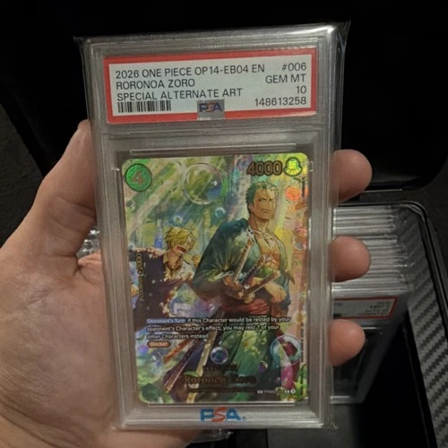 One Piece Roronoa Zoro - PRB02-006 Azure Sea's Seven Rare Foil SP Alt Art PSA 10