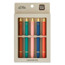 Retractable Gel Ink Pens Medium Point 0.7 mm Black 5 Count Pack