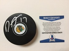 Dylan Strome Signed Autographed Chicago Blackhawks Hockey Puck Beckett BAS COA b