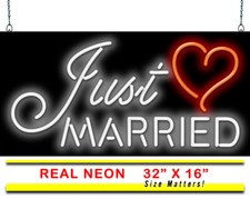 Just Married Neon Sign Jantec 32" x 16" Bride Groom Wedding Reception