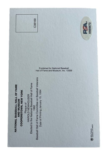 Hal Newhouser Tigers Signed Auto Baseball Hall Of Fame HOF Plaque PSA/DNA (B59) - Picture 2 of 2