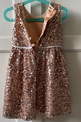 Disney Store Rose Gold Sequin Belle Dress Age 3-4 Years Beauty & The Beast Party - Picture 2 of 11