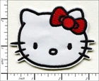 32 Pcs Embroidered Iron on patches Lovely Kitty Head Red Bow 8x6cm AP019kA