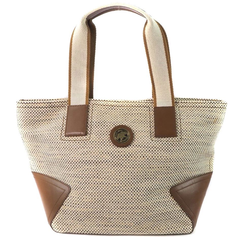 HUNTING WORLD Tote Bag beige canvas/leather Women | eBay