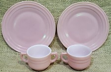 Hazel Atlas Little Hostess Bowl Creamer  Saucers Pastel Pink Childs Tea Set VTG