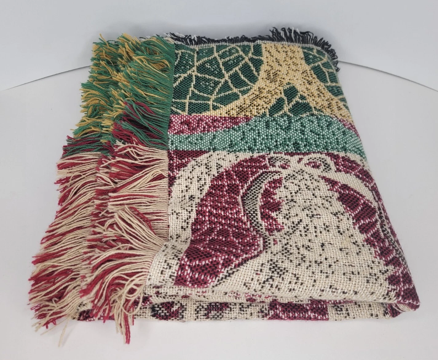 Stained Glass Knit Woven Throw Blanket Tapestry Christmas Tree 55"×44"