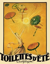 TOILETTES D'ETE WOMAN SUMMER FASHION SUN UMBRELLAS FRENCH POSTER REPRO FREE S/H