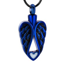 Stainless Steel Angel Wing Heart Urn Pendant Cremation Jewelry for Ashe Necklace