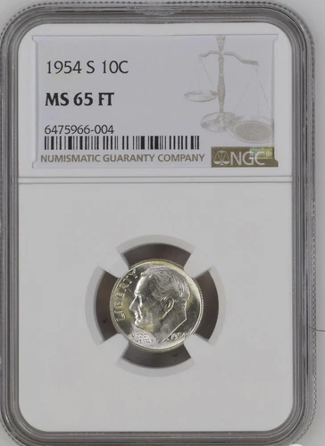 1954-S 10C Roosevelt Dime NGC MS65FT