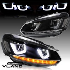VLAND Headlights LED DRL w/Sequential For Golf 6 MK6 2010-2014 Front Light Lamps