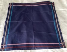 Ferrell Reed Vintage 100 Cotton Navy Stripe Pocket Square   1111