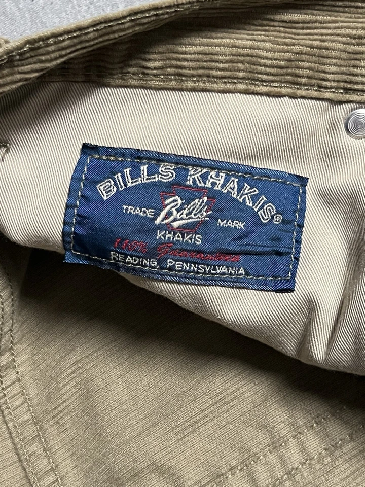 Bills Khakis Pants Men 36x30 Brown Straight Flat Front Corduroy 5 Pocket - Image 2 of 4